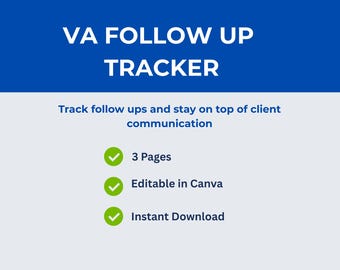 VA Follow-Up-Tracker | Kundenstamm, Canva Template (Digitaler Download)