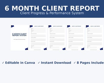 6-monatige Kundenbeantwortung Vorlage | Canva Fortschrittstracker (Digitaler Download)