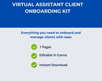 Virtueller Assistent Klient Onboarding Kit | VA Intake, Planer Vorlagen (Digitaler Download)