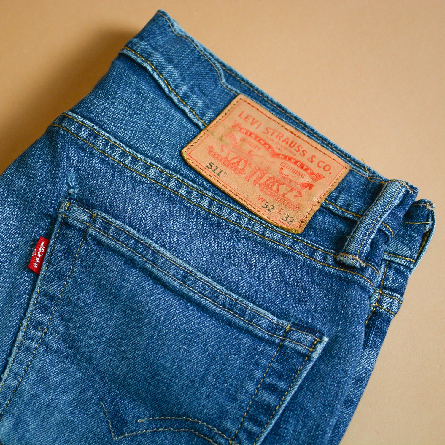 Image of Levi 511 Jeans Slim Fit Zip Fly Blue Vintage Men's | Labelw32L32 W 31 L 30