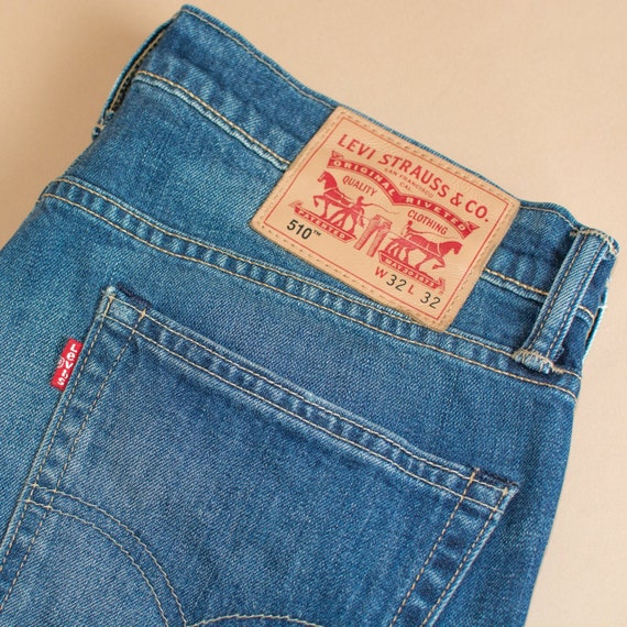 Levi 510 Jeans Straight Leg Zip Fly Blue Vintage M