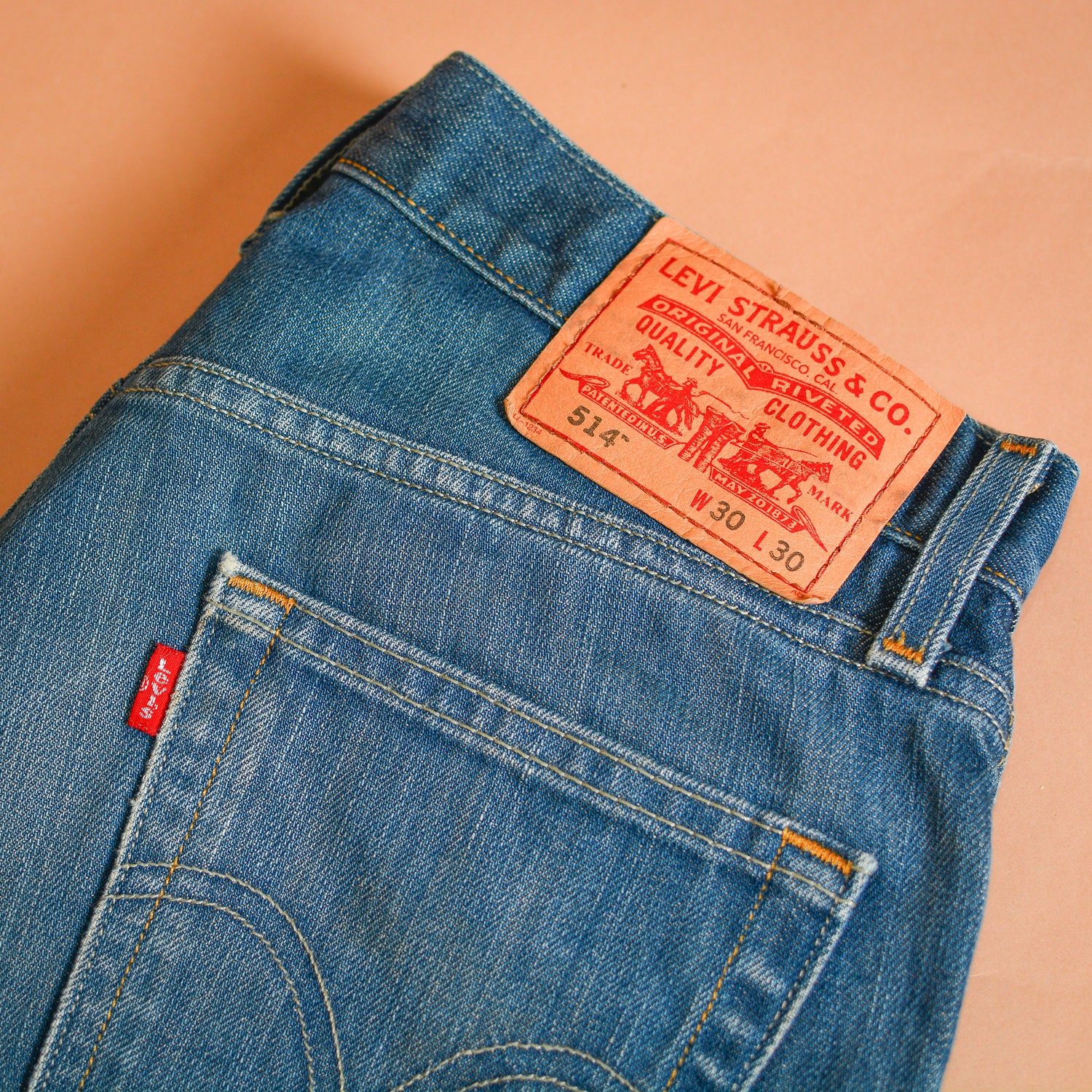 Image of Levi 514 Jeans Blue Straight Zip Fly Vintage Men's | Labelw30L30 W 30 L