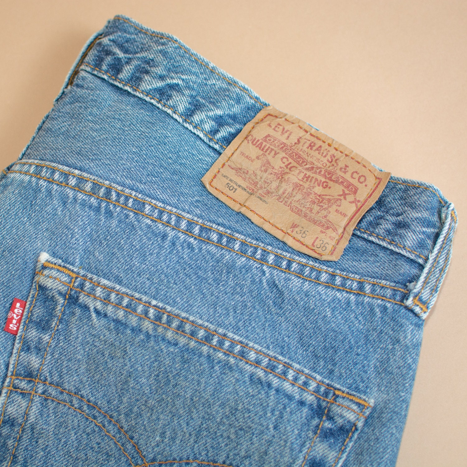 Image of Levi 501 Jeans Blue Straight Made in Usa Unisex Vintage | Patchw36L36 W 34 L 30
