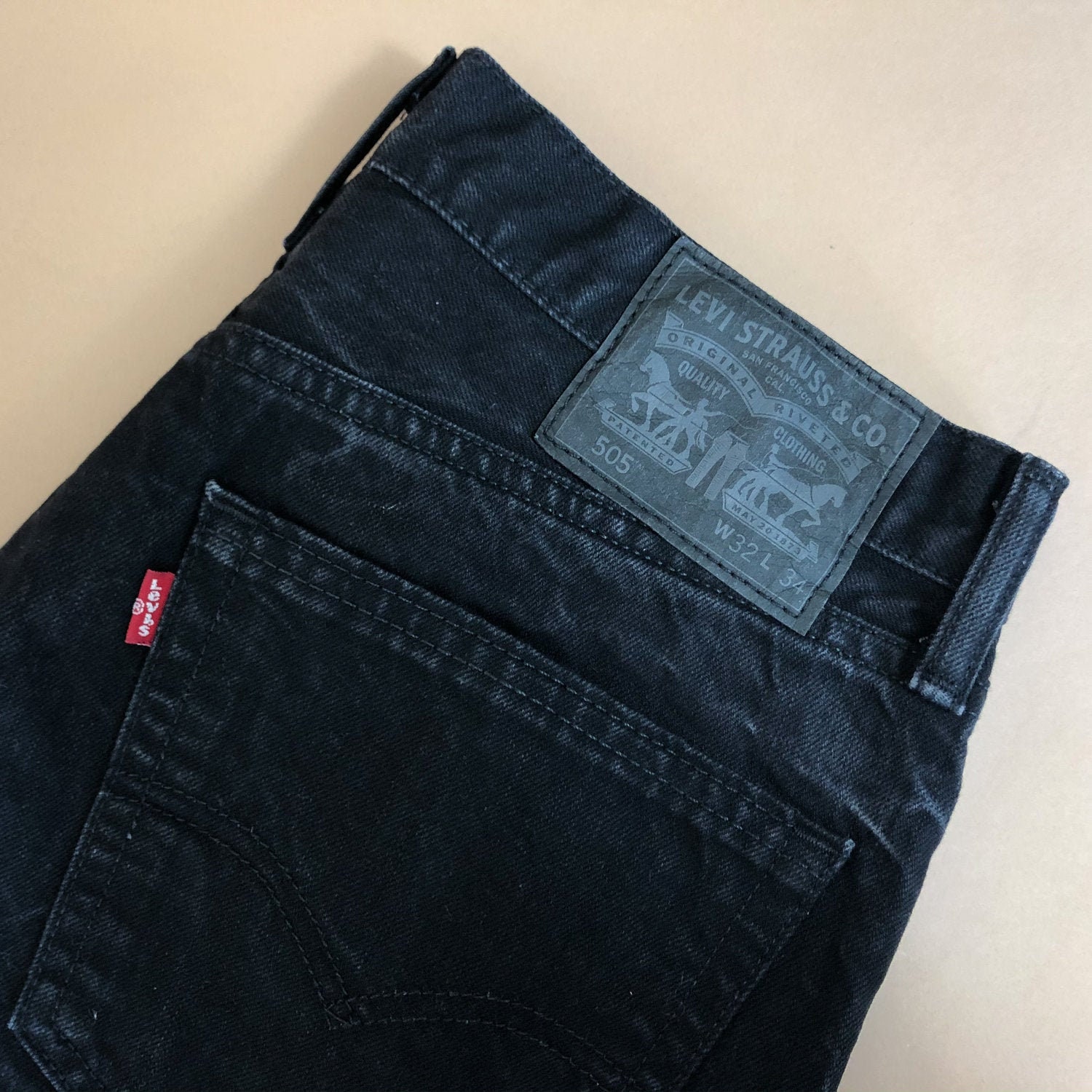 Image of Levi 505 Jeans Straight Zip Fly Black Vintage Men's | Patchw32L34 W 31 L 33