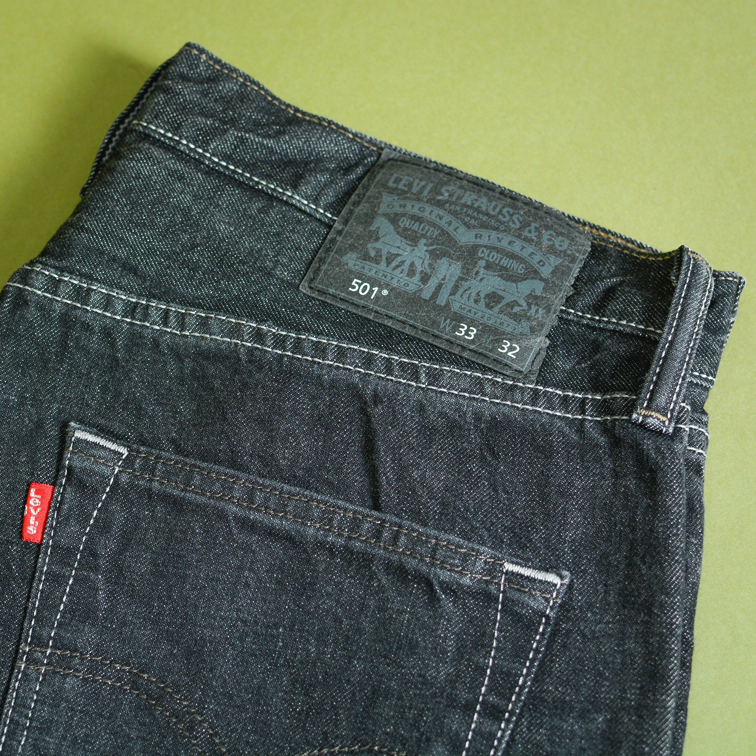 Image of Levi 501 Jeans Blue Straight Button Fly Unisex Vintage | Patchw33L32 W 33 L 32