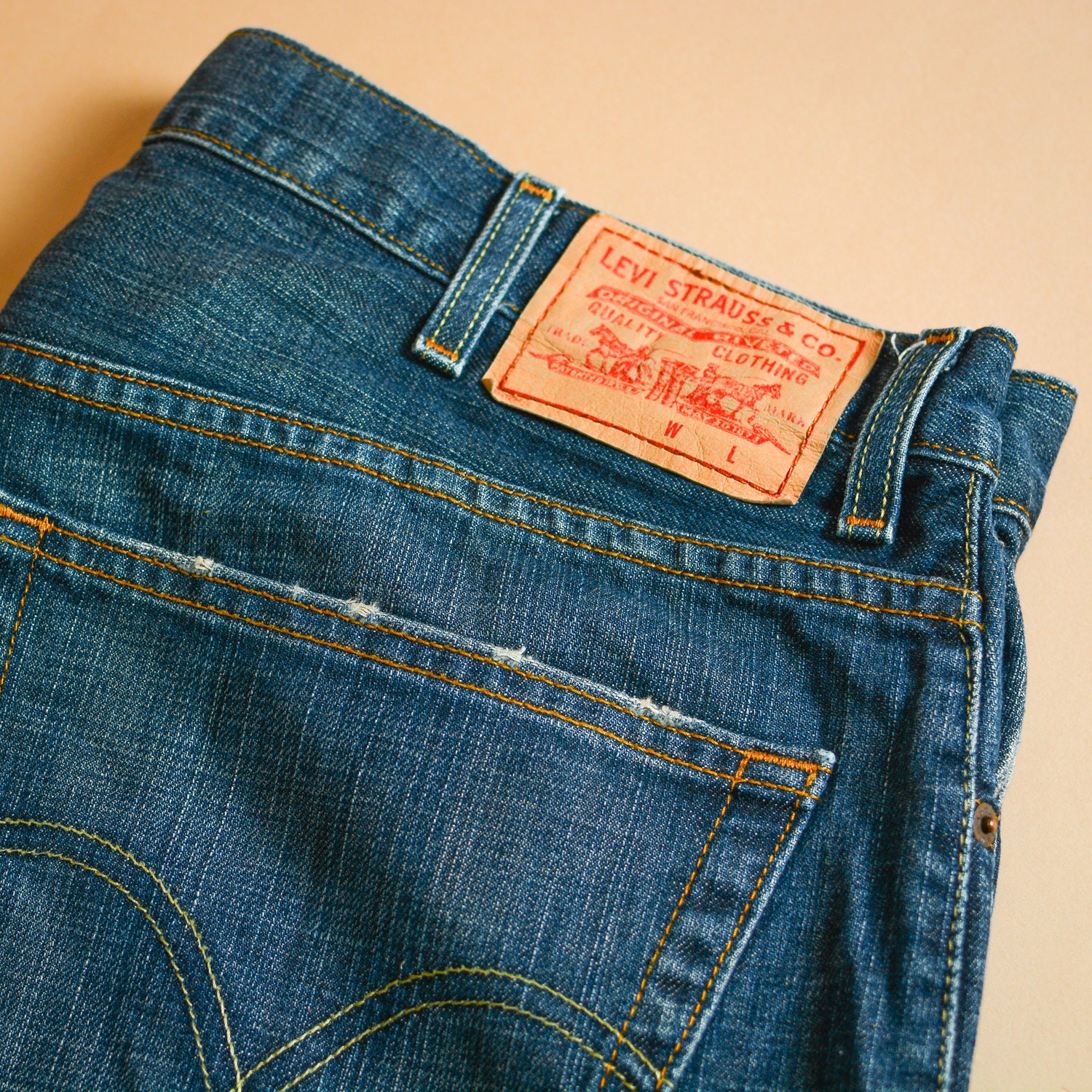 Image of Levi 559 Jeans Straight Leg Zip Fly Blue Vintage Men's | Labelw38L34 W 38 L 33