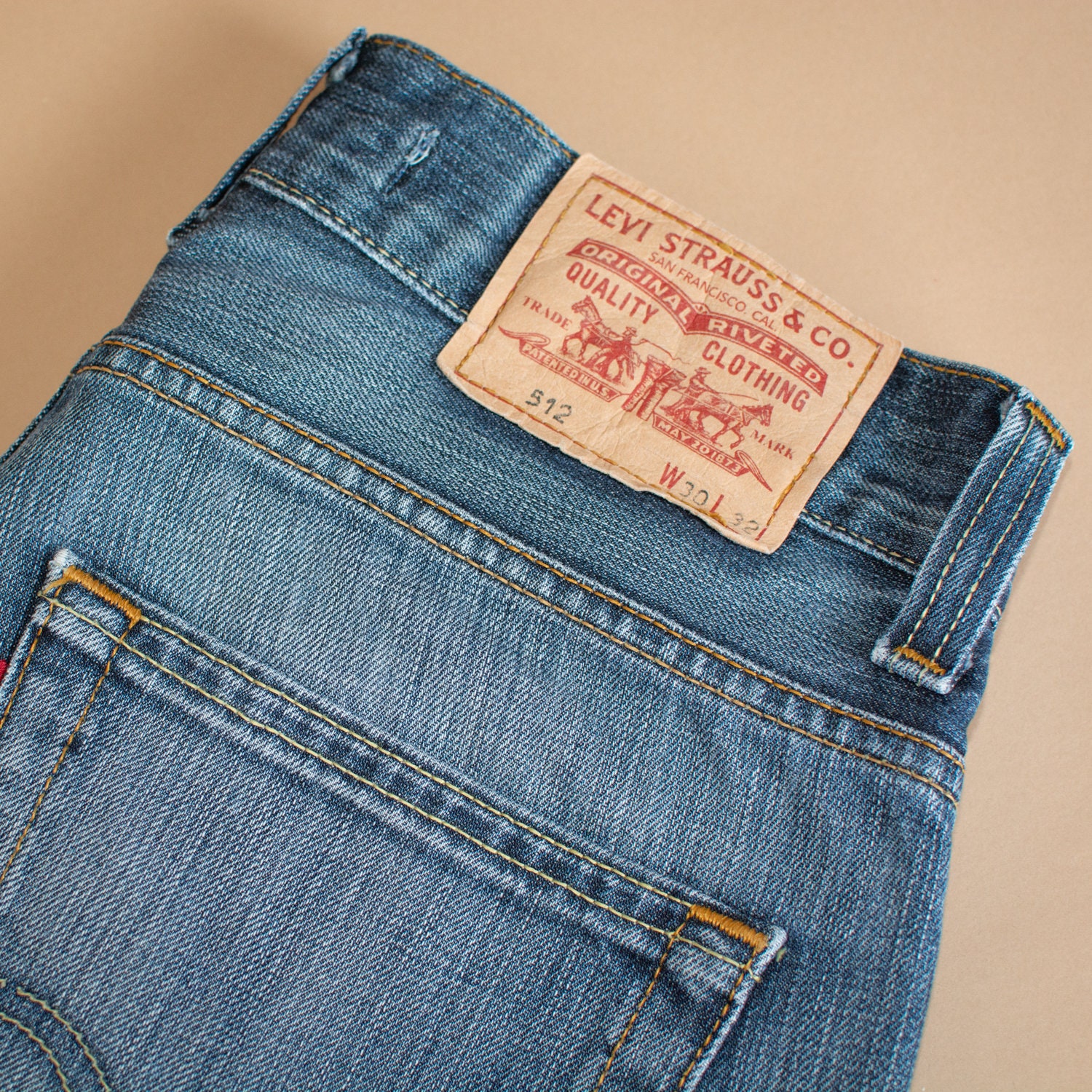 Image of Levi 512 Jeans Straight Button Fly Blue Vintage Men's | Patchw30L32 W 30 L 31