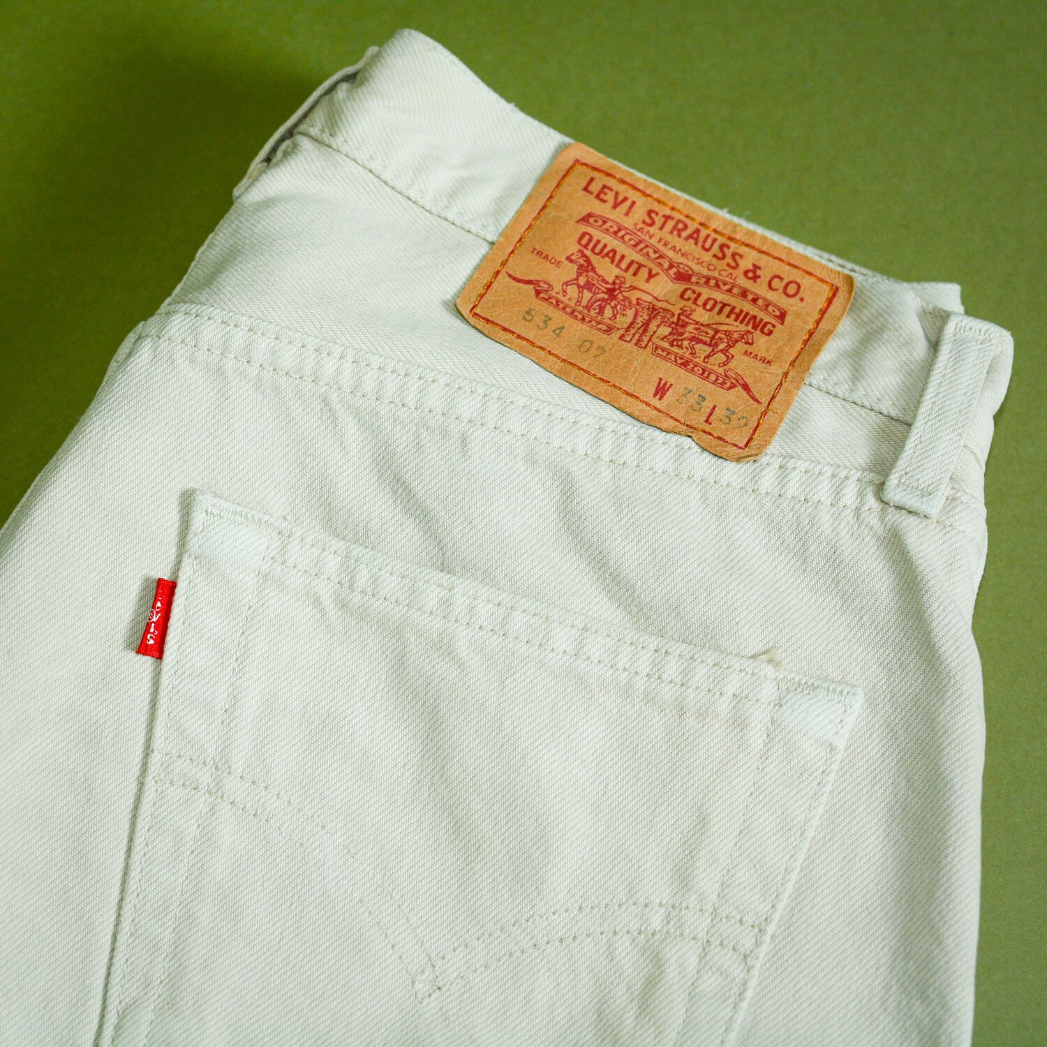 Image of Levi 534 Jeans Straight Zip Fly Beige Vintage Men's | Labelw33L32 W 30 L 29