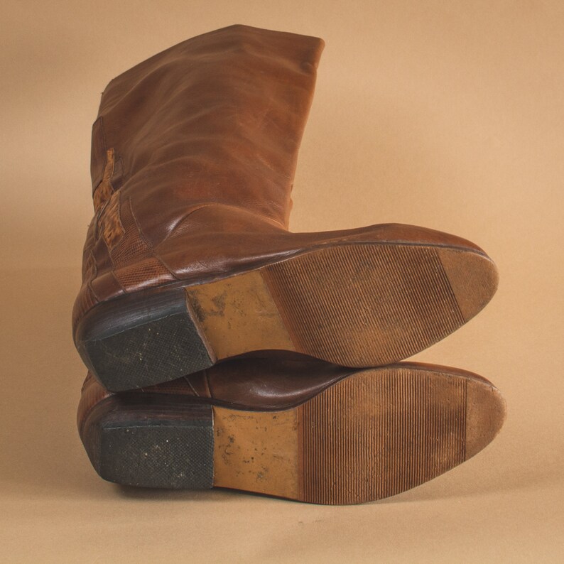 Vintage 80/'s 90/'s Women/'s Leather Heeled Long Calf Boots UK 5.5 EU 38.5 US 7.5