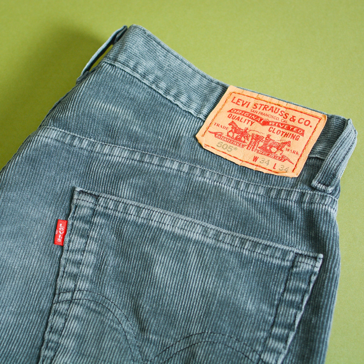 Image of Levi 505 Jeans Straight Leg Grey Corduroy Vintage Men's | Labelw34L34 W 33 L 34
