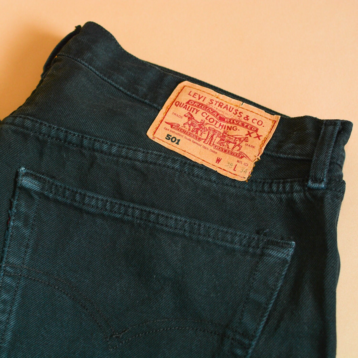 Image of Levi 501 Jeans Straight Button Fly Black Unisex Vintage | Patchw38L34 W 36 L 31