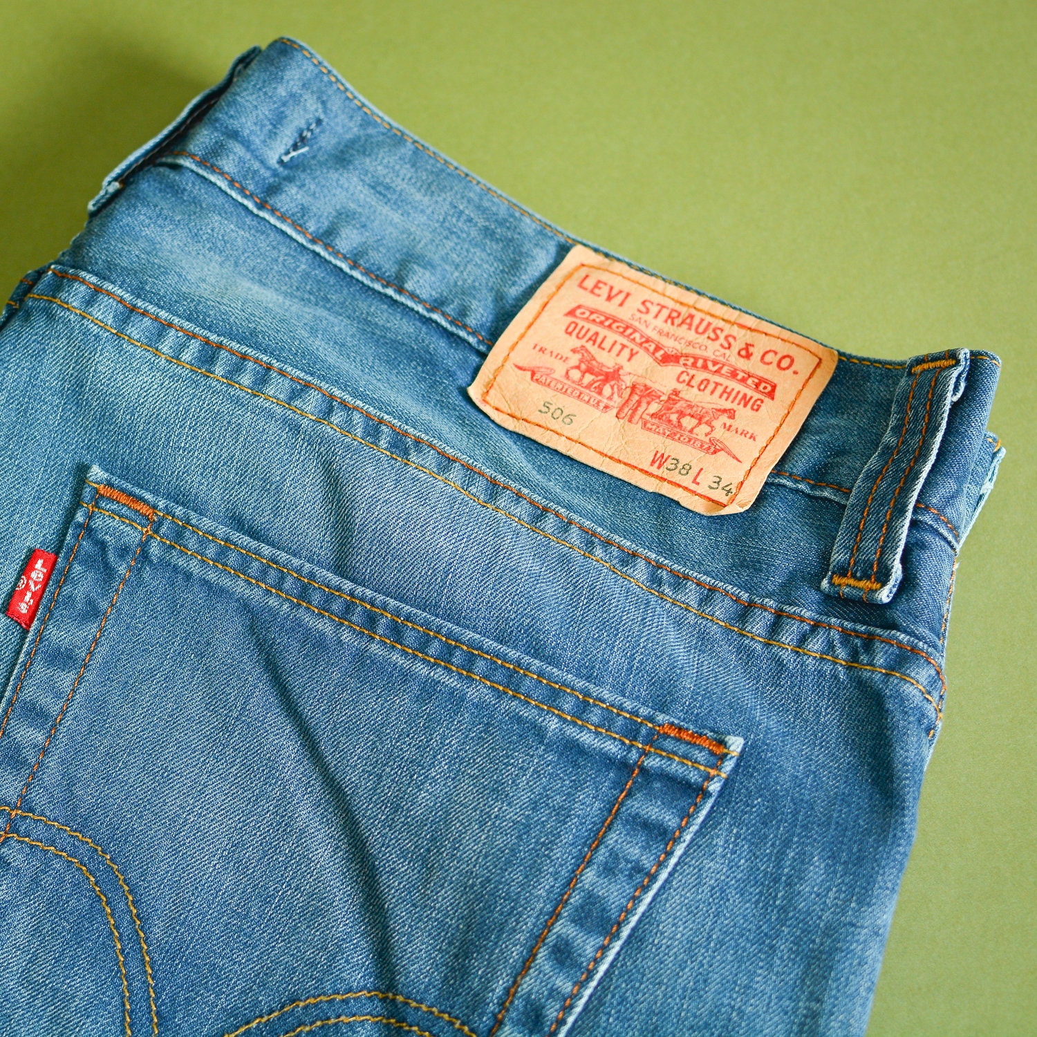 Image of Levi 506 Jeans Straight Leg Zip Fly Blue Vintage Men's | Labelw38L34 W 39 L 29