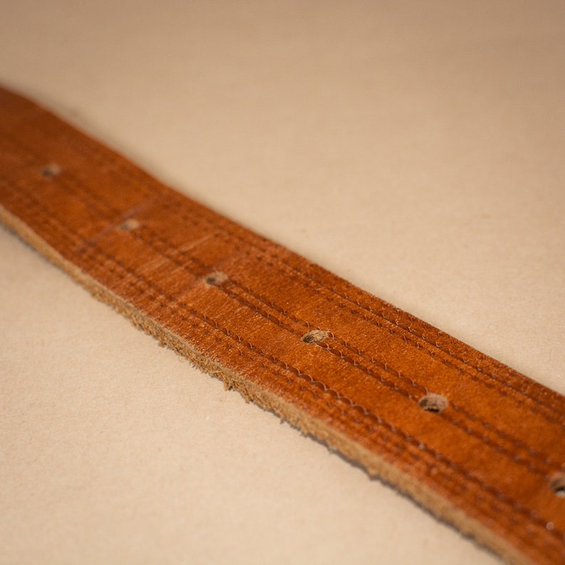 Unisex Brown Leather Jeans Belt Stitched Vintage Men/'s XLarge Women/'s XXLarge
