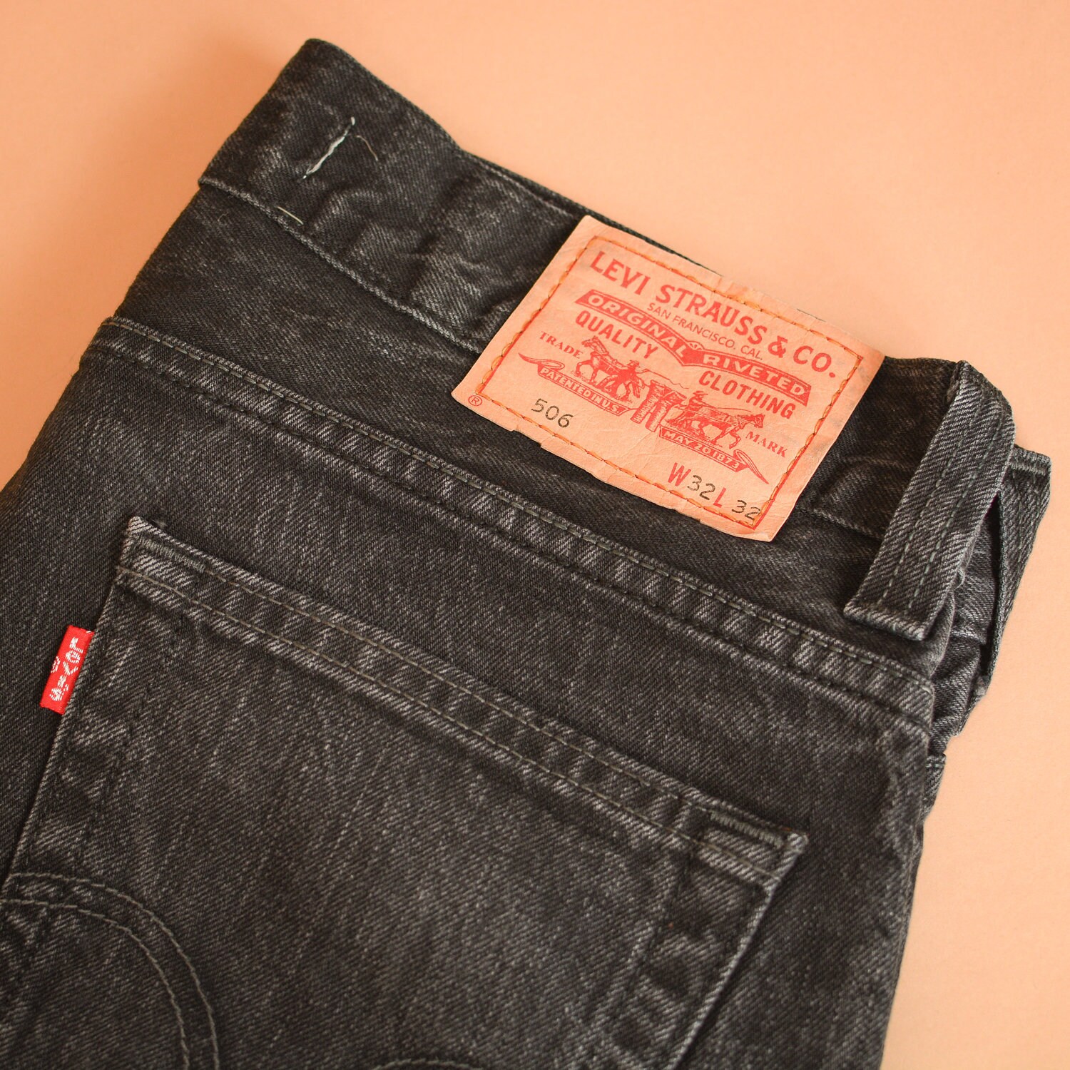 Image of Levi 506 Jeans Straight Zip Fly Black Vintage Men's | Patchw32L32 W 34 L 32
