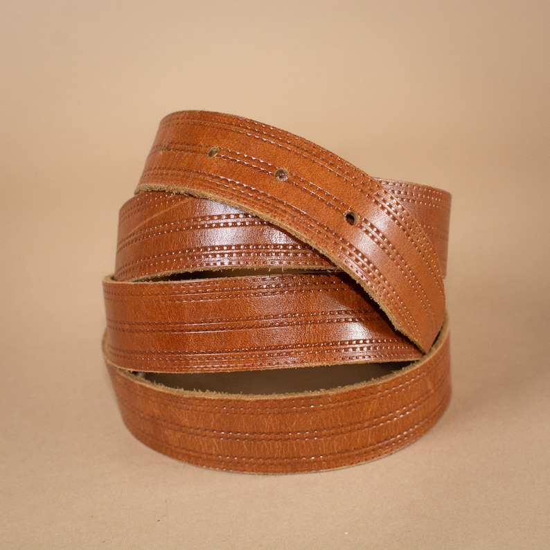 Unisex Brown Leather Jeans Belt Stitched Vintage Men/'s XLarge Women/'s XXLarge