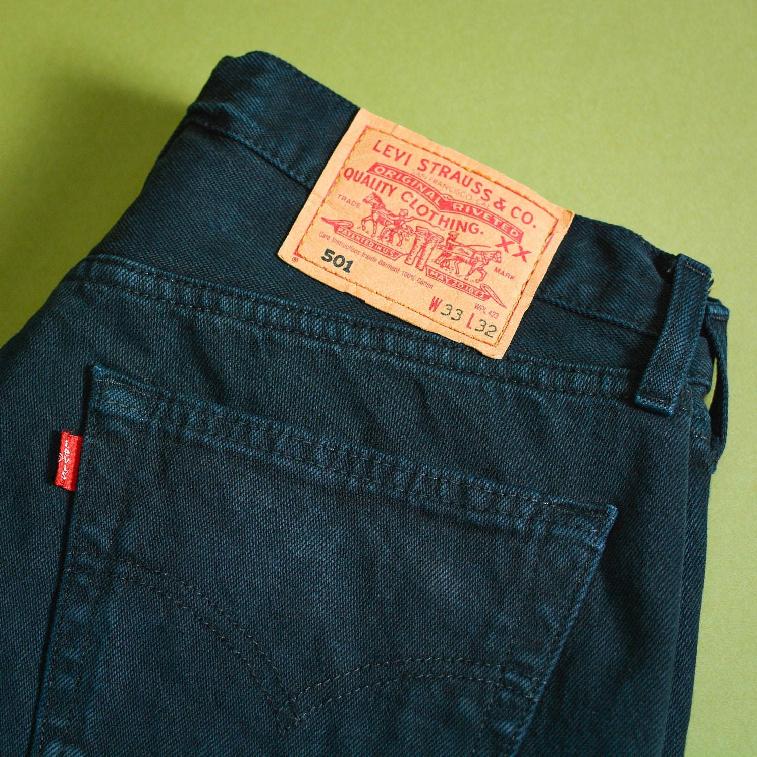 Image of Levi 501 Jeans Black Straight Button Fly Unisex Vintage | Patchw33L32 W 31 L 32