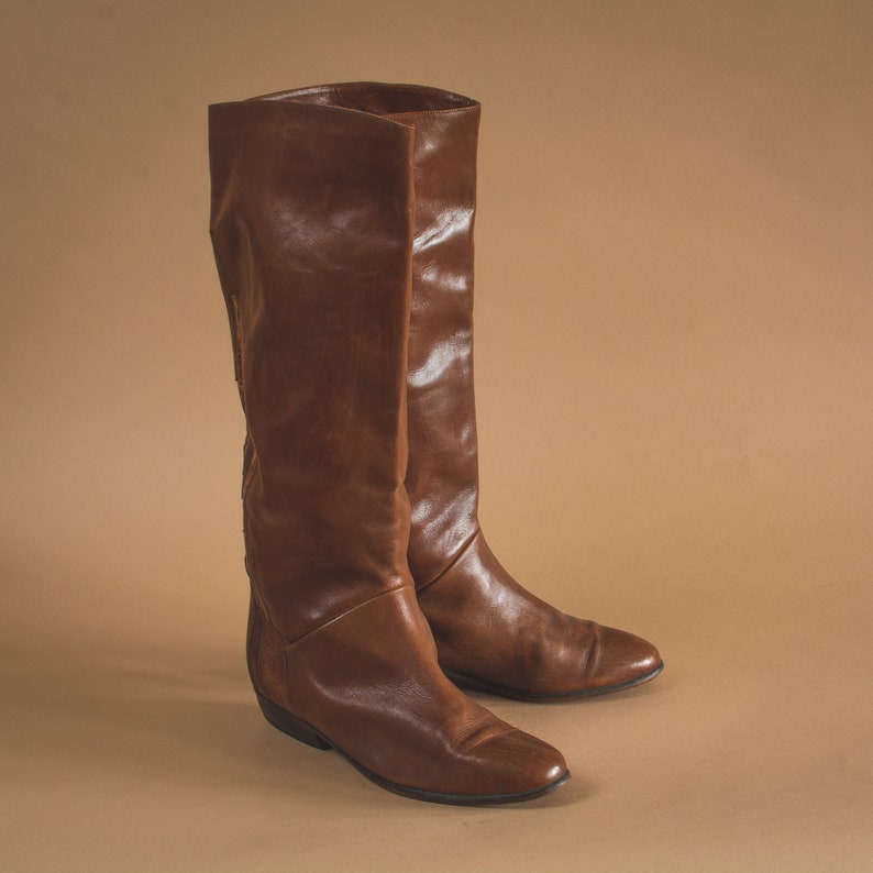Vintage 80/'s 90/'s Women/'s Leather Heeled Long Calf Boots UK 5.5 EU 38.5 US 7.5