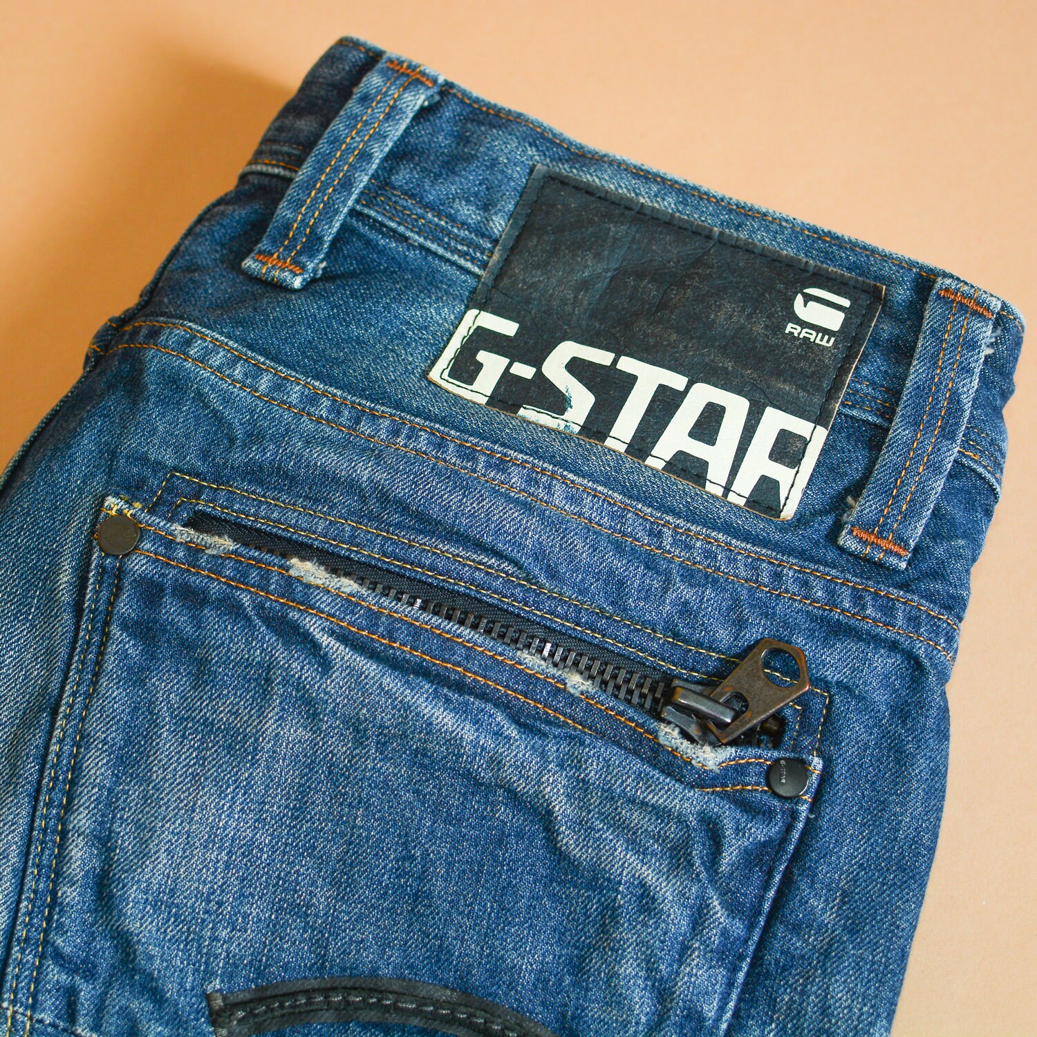 Image of Gstar Attacc Low Jeans Straight Button Blue Mens Vintage | Labelw32L34 W 32 L 33