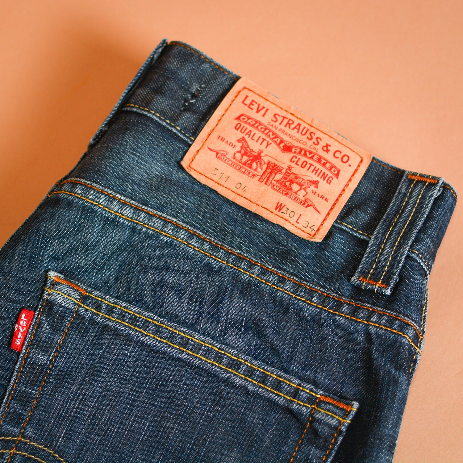 Image of Levi 511 Jeans Blue Slim Fit Zip Fly Vintage Men's | Labelw30L34 W 29 L 33