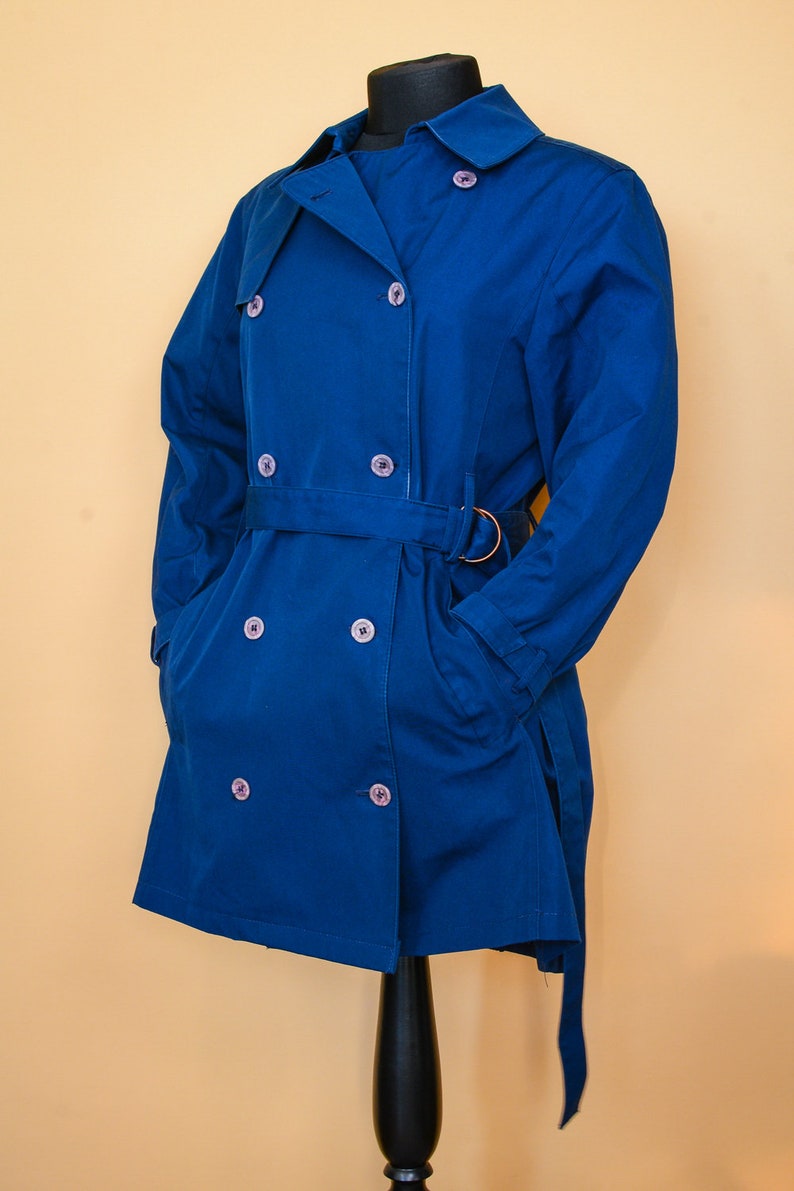 navy blue belted coat