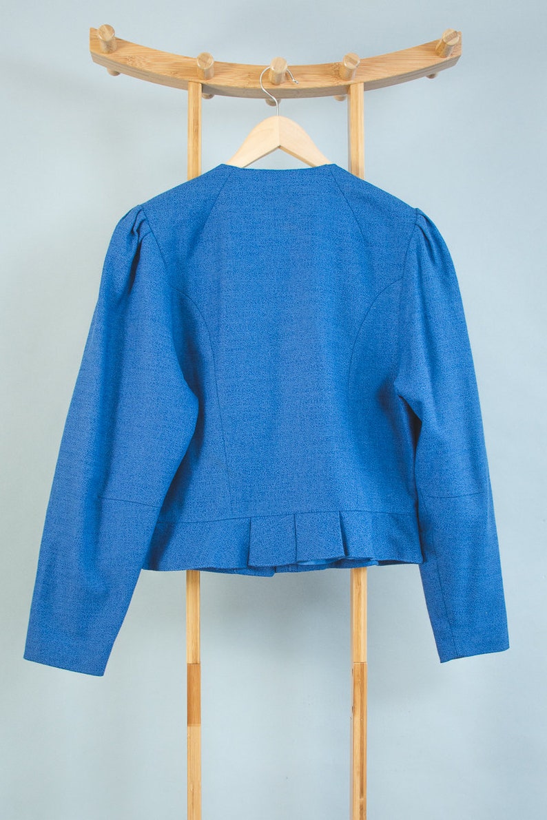 Vintage 80/'s 90/'s Women/'s Blue Linen Blend Smart Short Blazer Jacket Small UK 10 Euro 38 US 6