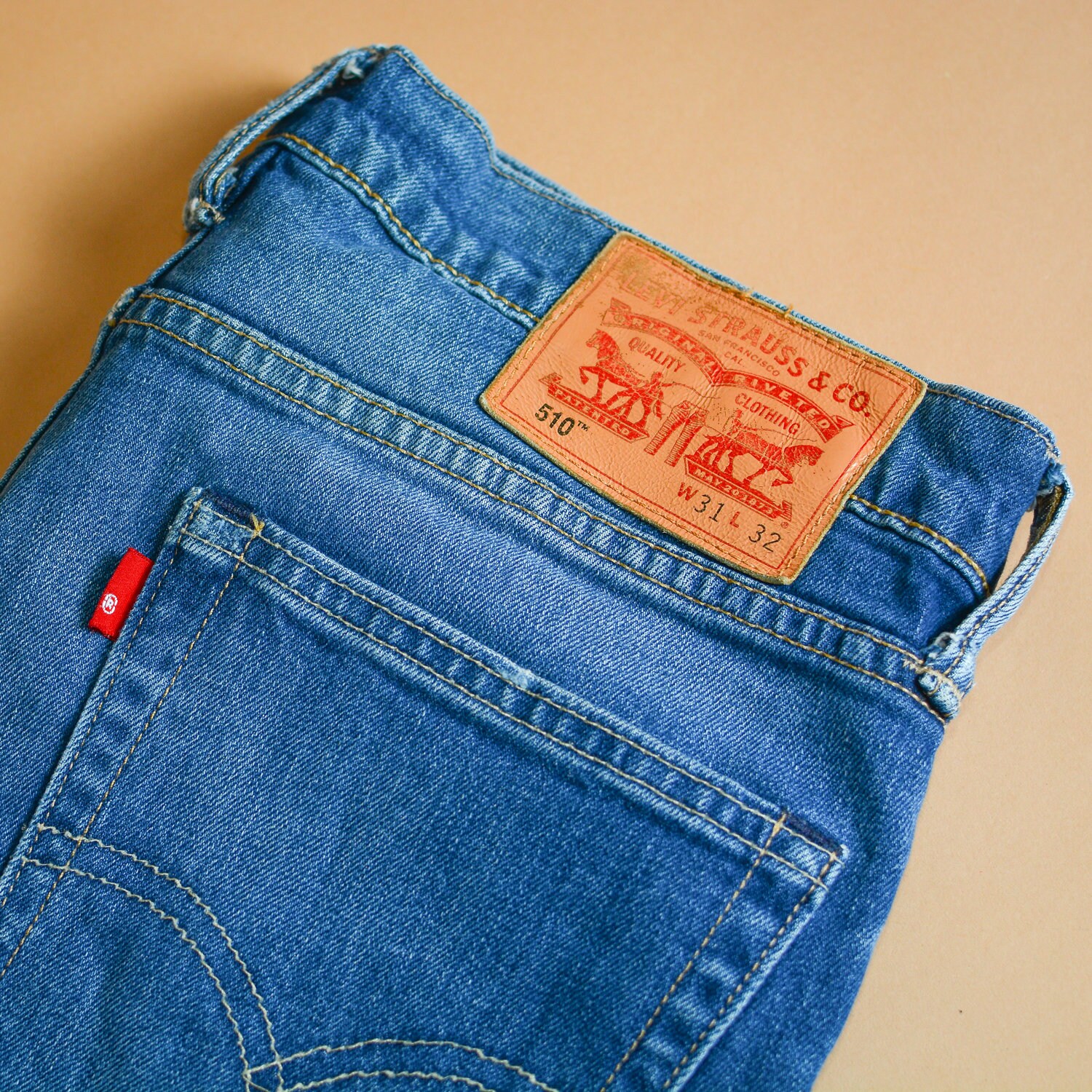 Image of Levi 510 Jeans Straight Leg Zip Fly Blue Vintage Men's | Labelw31L32 W 31 L 30