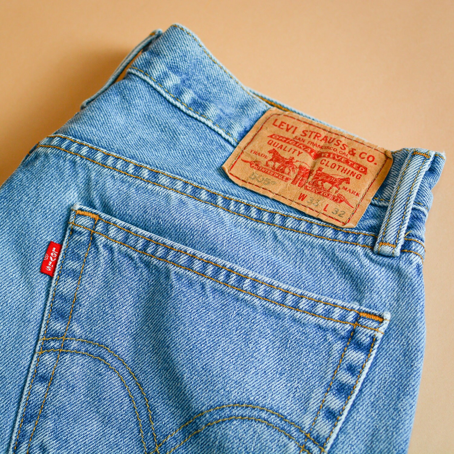 Image of Levi 505 Jeans Straight Leg Zip Fly Blue Vintage Men's | Labelw33L32 W 33 L 31