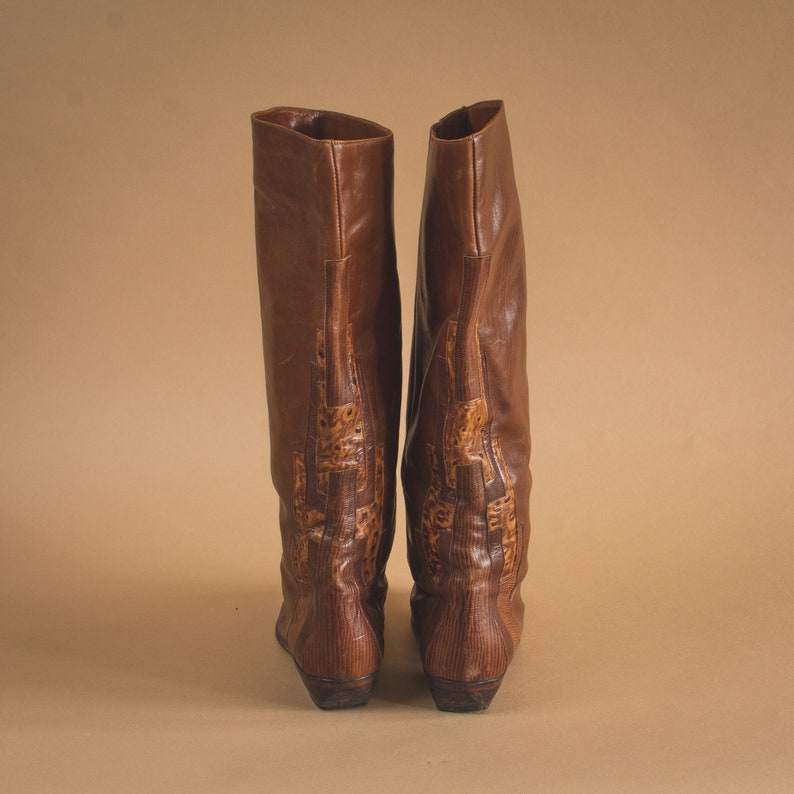 Vintage 80/'s 90/'s Women/'s Leather Heeled Long Calf Boots UK 5.5 EU 38.5 US 7.5