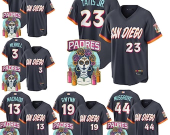 Maglia da baseball personalizzata San Diego Padres Día de los Muertos da uomo con nome personalizzato