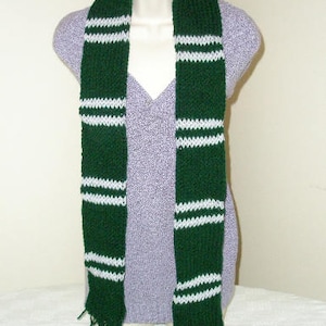 Green Scarf with Silver Stripes