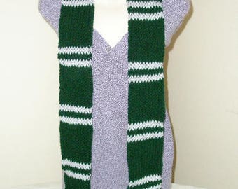 Green Scarf with Silver Stripes