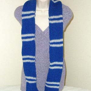 Blue Scarf with Silver Stripes