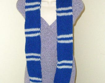 Blue Scarf with Silver Stripes