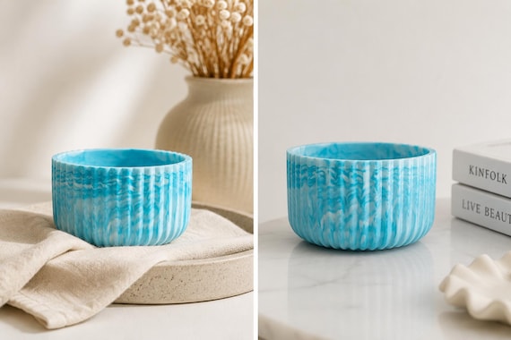 Handmade bowl in turquoise marble look | Decorative bowl | Marble | Unique decoration | Jewelry bowl