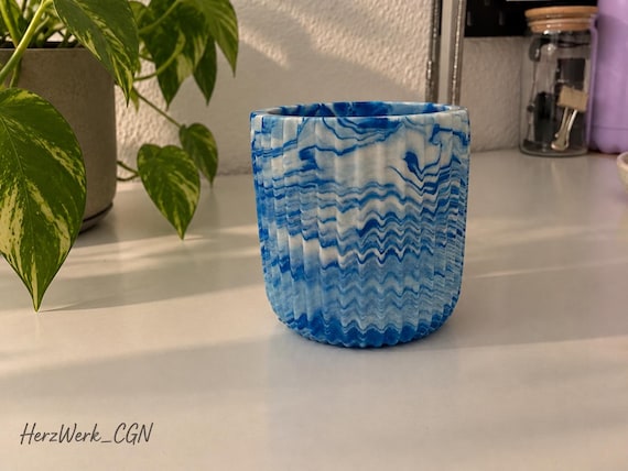 Decorative bowl, marbled blue and white, hand-cast bowl, storage, modern home decor