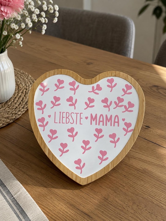 Gift for Mom, heart-shaped tray "Dearest Mom", Mother's Day decoration, gift idea for Mom