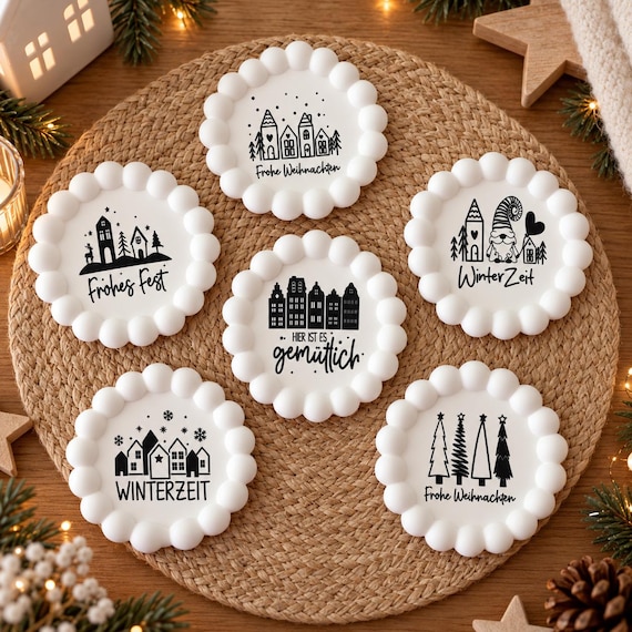 Christmas Bubble Coasters | Winter Decor | Custom Design | Christmas Decorations | Christmas Gift Idea | Hand-Poured Decorations