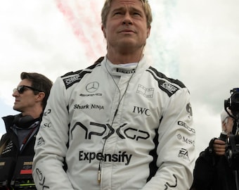 Grandprix Rennfahrer Kostüm - F1 2025 Brad Pitt Sonny Hayes Weißer Leder Rennanzug