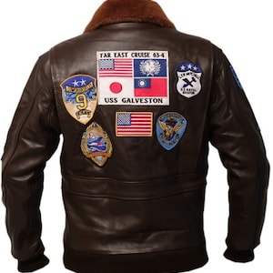Top Gun Maverick Leather Bomber Jacket Tom Cruise Pilot Flight Coat with Patches