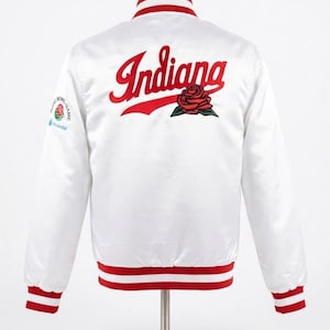 Indiana University Rose Bowl Satin Bomber Jacket – Embroidered IU Rose Patch