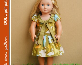 Stella Doll Dress - PDF-patroon - Popgrootte 18 inch, PDF downloadbaar, eenvoudig patroon