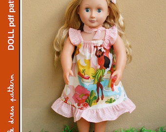 Lauren Doll Dress - PDF-patroon - Popgrootte 18 inch, PDF downloadbaar, eenvoudig patroon