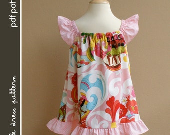 Lauren Dress - PDF Pattern - Size 12 months to 8 years old and tutorial, PDF Downloadable, Easy Pattern