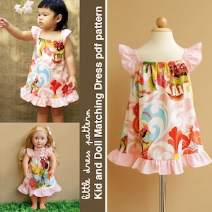 Lauren Kid and Doll Matching Dress - PDF Pattern, PDF Downloadable, Easy Pattern