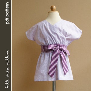 Kimono Dress - PDF Pattern - Size 12 months to 8 years old and tutorial, PDF Downloadable, Easy Pattern