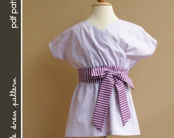 Kimono Dress - PDF Pattern - Size 12 months to 8 years old and tutorial, PDF Downloadable, Easy Pattern