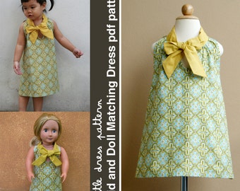 Sara Kid and Doll Matching Dress - PDF Pattern, PDF Downloadable, Easy Pattern