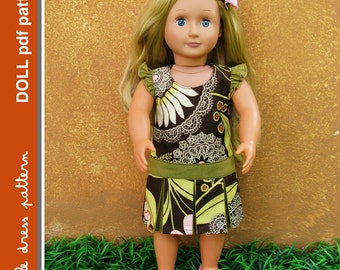 Morgan Doll Dress - PDF Pattern - Doll Size 18 inch, PDF Downloadable, Easy Pattern