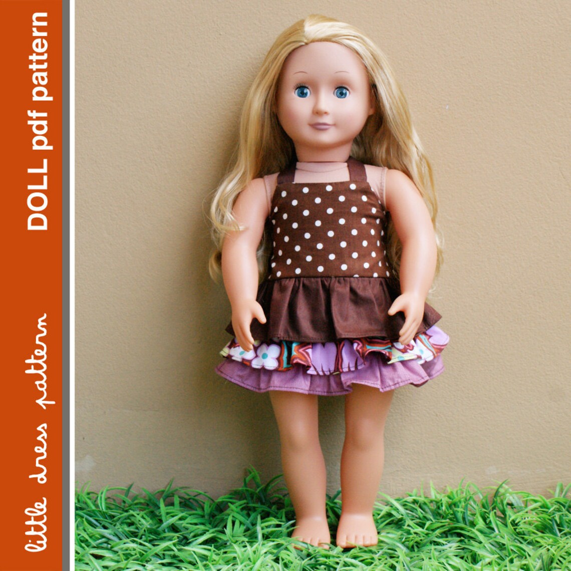 Brandy Doll Dress PDF Pattern Doll Size 18 Inch, PDF Downloadable, Easy