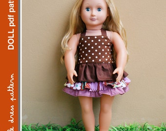 Brandy Doll Dress - PDF Pattern - Doll Size 18 inch, PDF Downloadable, Easy Pattern